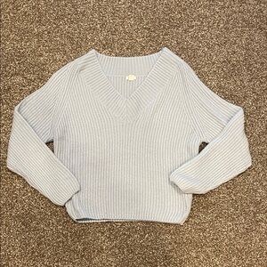 Garage V-Neck Ribbed Sweater - Light Gray